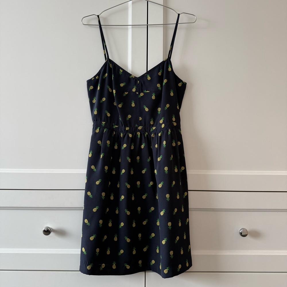 J. Crew Black Dress with Pineapple Print